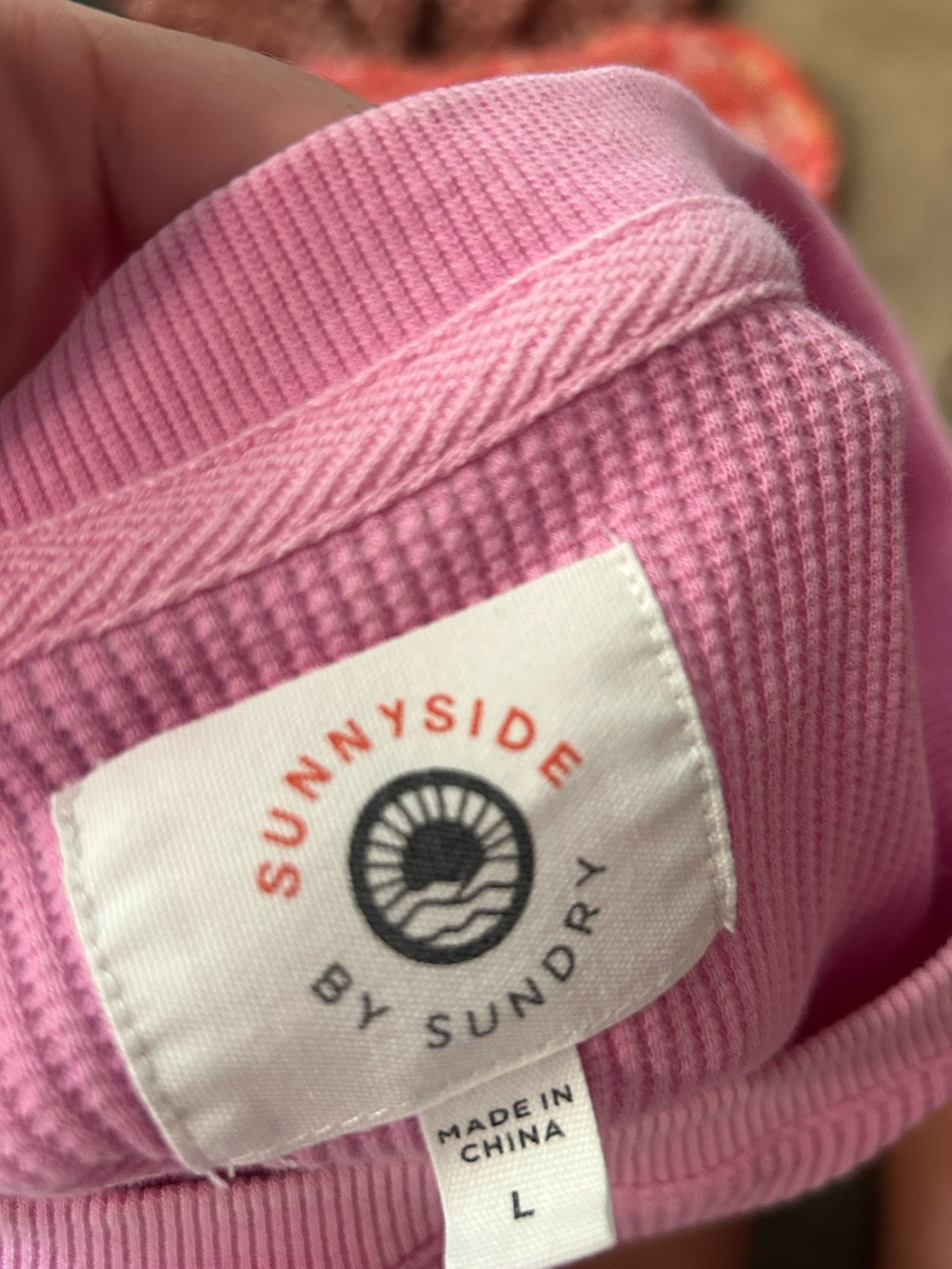 Sunnyside by Sundry pink waffle knit crewneck top - Picture 2 of 8